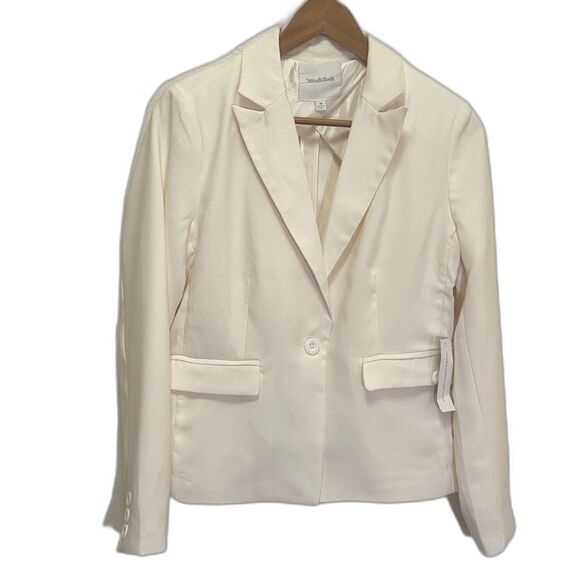 Mod Cloth - Beige/Cream Single Button Cropped Blazer Jacket - Women's size M NWT - Picture 1 of 9
